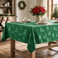 thumbnail image 5 of Sm:)e Pine Tree Snowflake Yarn Dyed Jacquard Woven Christmas Tablecloth 60x84 Inch, for Dining Decor, Rectangle, Green, 5 of 7