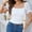 White, variant on Qulqfy Tunic Womens Tops Trendy Black Square Neck Cropped Solid Casual T-Shirts Tshirts Shirts for Women L