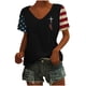 thumbnail image 1 of Tops Cortos para las Mujeres Día de la Independencia Patriótica Impreso Cuello en V, Manga Corta Top Casual para Diario, Fiesta Y Todas las Estaciones, 1 of 5