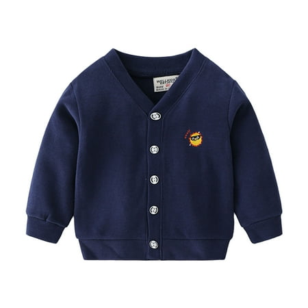 

koaiezne Children Toddler Kids Baby Boys Girls Long Sleeve Cartoon Embroidery Patchwork Knitted Sweater Cardigan Coat Jacket Outer Outfits Clothes Water Proof Coats for Boys Boys Toddler Jacket
