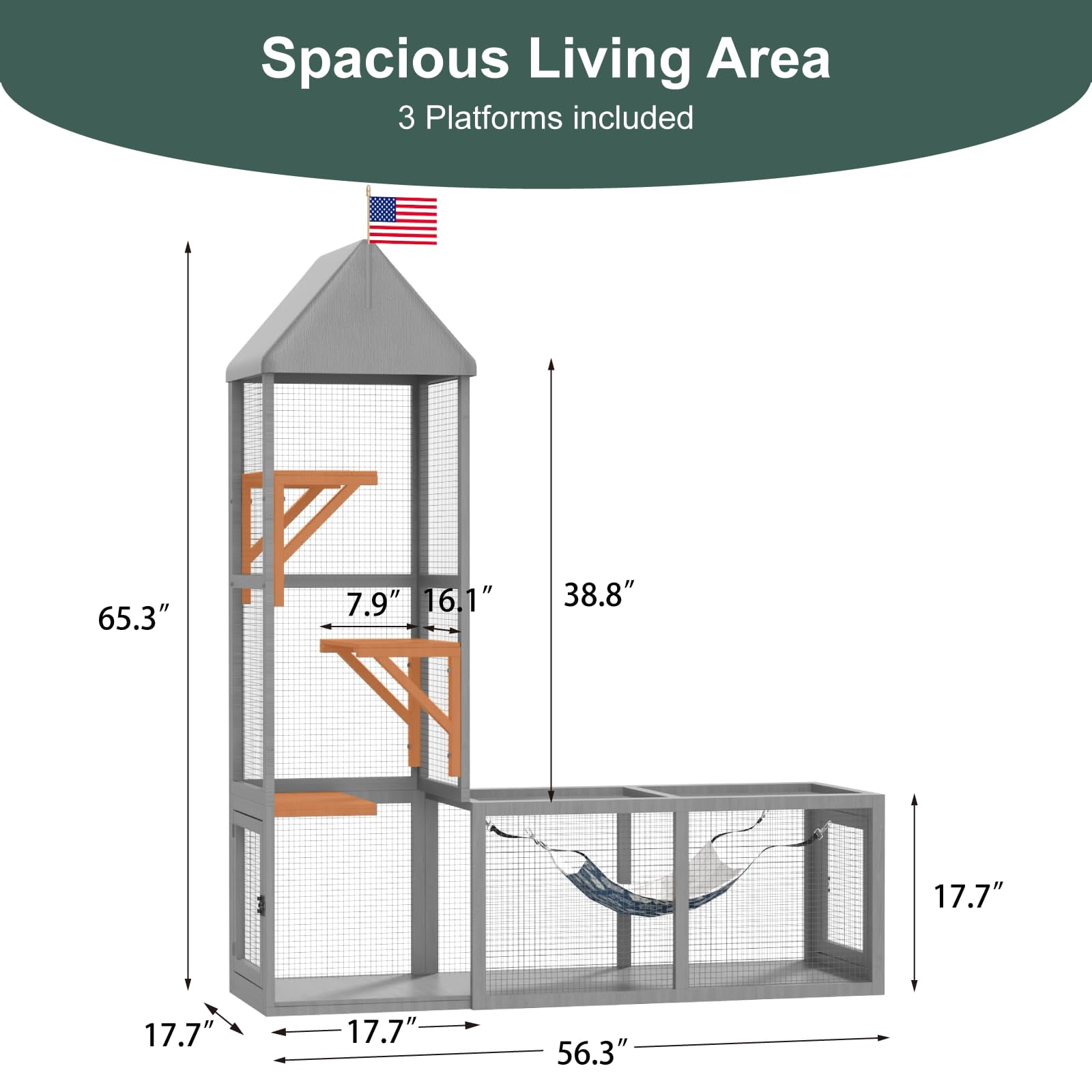 Catio Outdoor Cat Enclosure with Tunnel, 2 in 1 Outside Pet Playground Include 1 Catio and 1 Tunnel, Cat Enclosure with Cats Hammock and Waterproof Cover, Indoor Outdoot Cats Cage with 2 Door