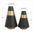thumbnail image 4 of DecMode 14", 11"H Black Metal Vase with Gold Band, Set of 2, 4 of 9