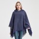 thumbnail image 4 of Capa con capucha a cuadros para mujer, poncho, capa con capucha, chal con borlas, 4 of 5