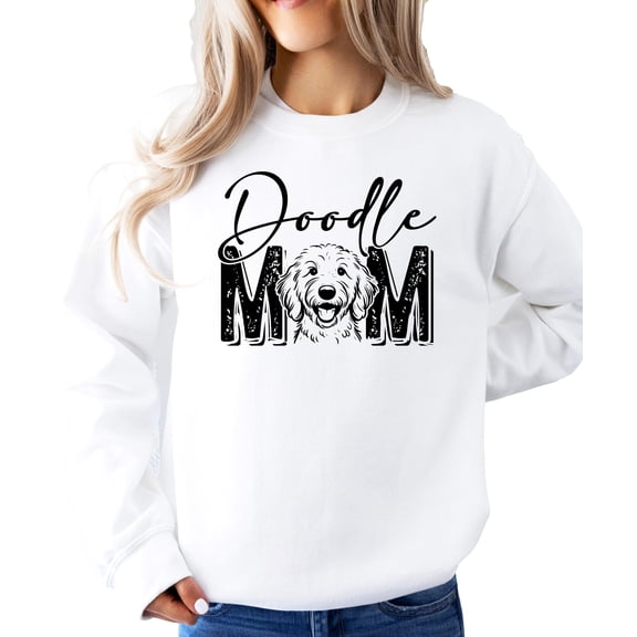 Doodle Mom Sweatshirt for Women Cute Trendy Sweater for Goldendoodle Owner White Sweatshirt Adult Medium