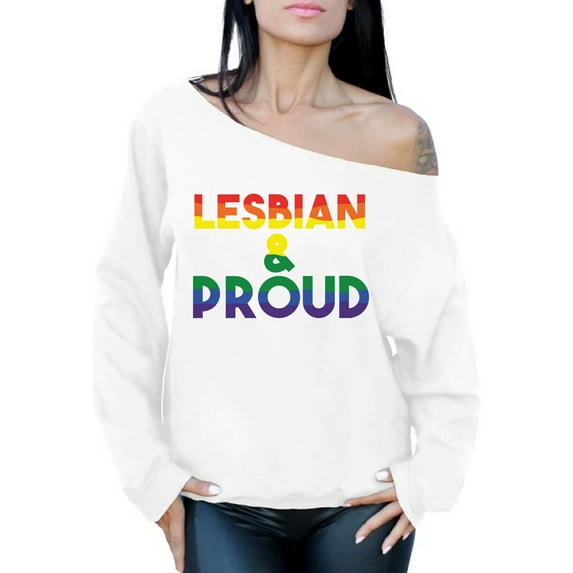 Awkward Styles Lesbian & Proud Sweatshirt LGBTQ Off Shoulder Tops for Women