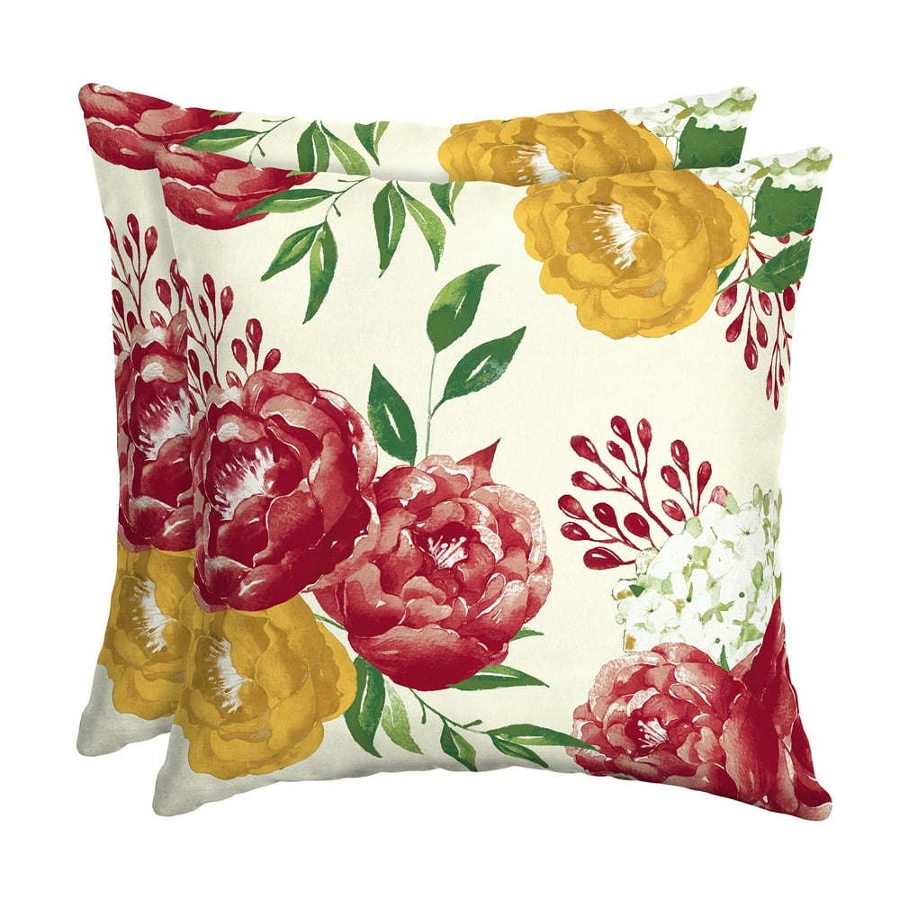 Mainstays Floral 16 in. Square Outdoor Toss Pillow, Set of Two