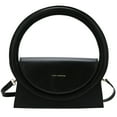 thumbnail image 1 of Women Handbags Purses Large Circle Design Leather Shoulder Bag (Black), 1 of 9