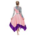thumbnail image 3 of Yruioon Praise Dance Dresses for Women Stylish Color Block Overlays Tunics Irregular Worship Dance Dress Pink L, 3 of 6