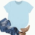 thumbnail image 5 of ORT Women's T Shirts Short Sleeve Solid Color Tops Casual Summer Fashion Tees(Light Blue,S), 5 of 5
