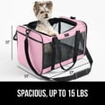 thumbnail image 4 of GORILLA GRIP Cat Carrier Portable Dog Kennel Up to 15 Lbs, Airline Pet Travel Bag, Pink, 4 of 10