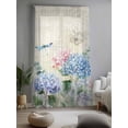 thumbnail image 2 of Sheer Curtains 84 Inches Long, Blue Hydrangea Semi Sheer Curtains Light Filtering Window Treatment, Pink Flowers Spring Botanical Country Plants Privacy Voile Drapes for Living Room 52x84 Inch, 2 of 7