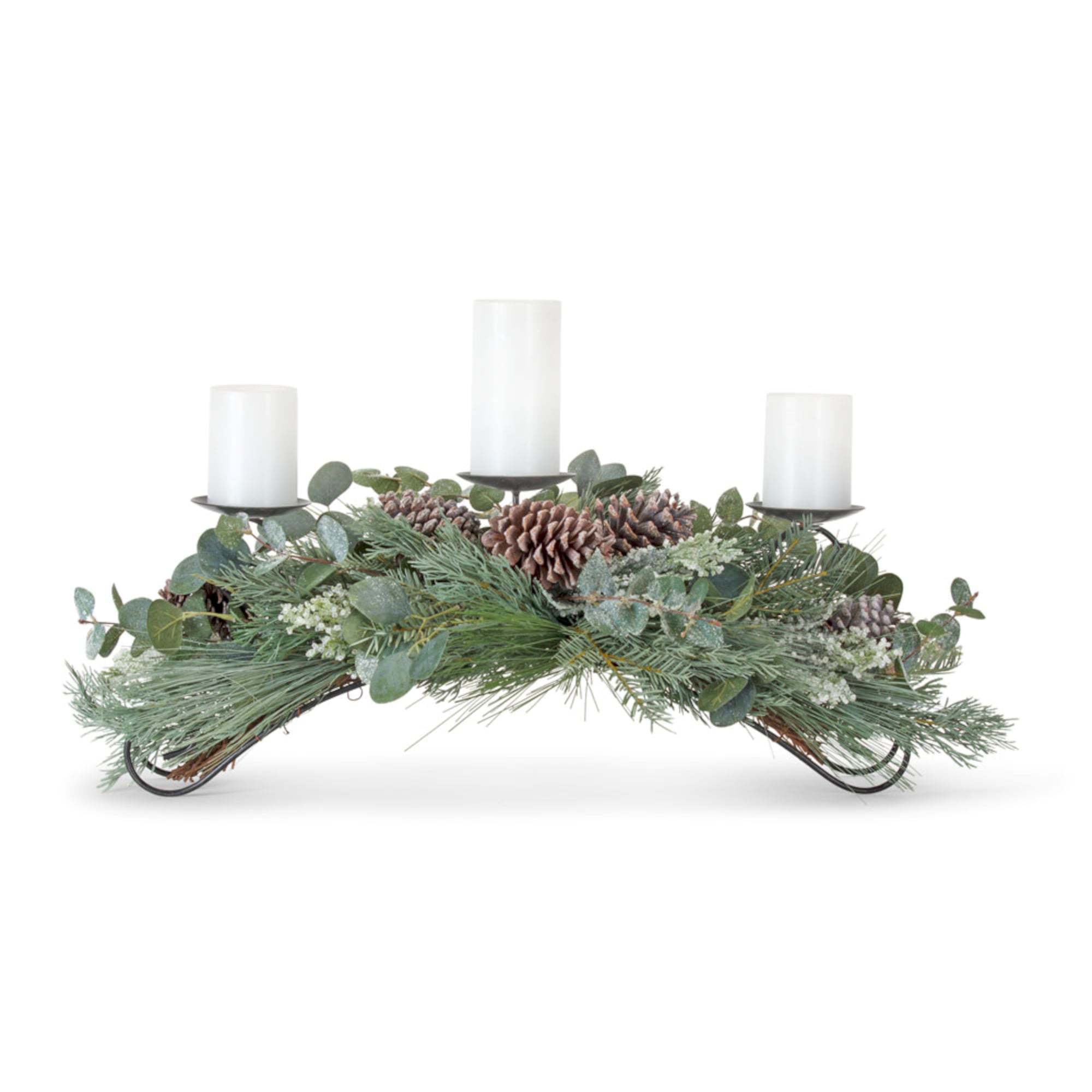 Pine and Eucalyptus Centerpiece 31"L x 11.5"H Plastic/Polyester (Fits 3" Candles)