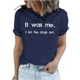 thumbnail image 5 of Penkiiy Summer Womens Tops, Unisex Loose T-Shirts Casual Funny Letter Print Short Sleeves O-Neck Blouse Tops Funny Shirts M Navy, 5 of 6