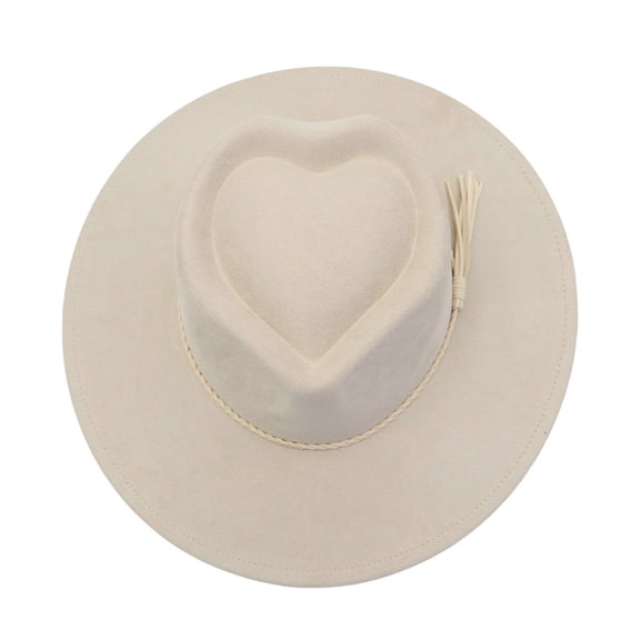 Lady Fashion Wide Brim Felt Fedora Panama Hat with Ring Belt