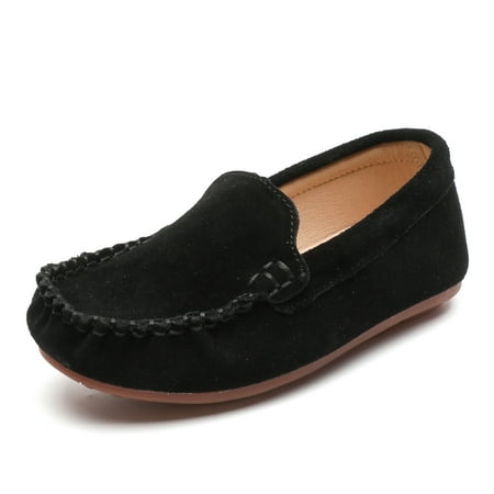 

kkdom Boys Girls Moccasins Loafers Shoes Slip-on Flats Dress Shoes School Uniform Shoes Black Size 13.5 Little Kid