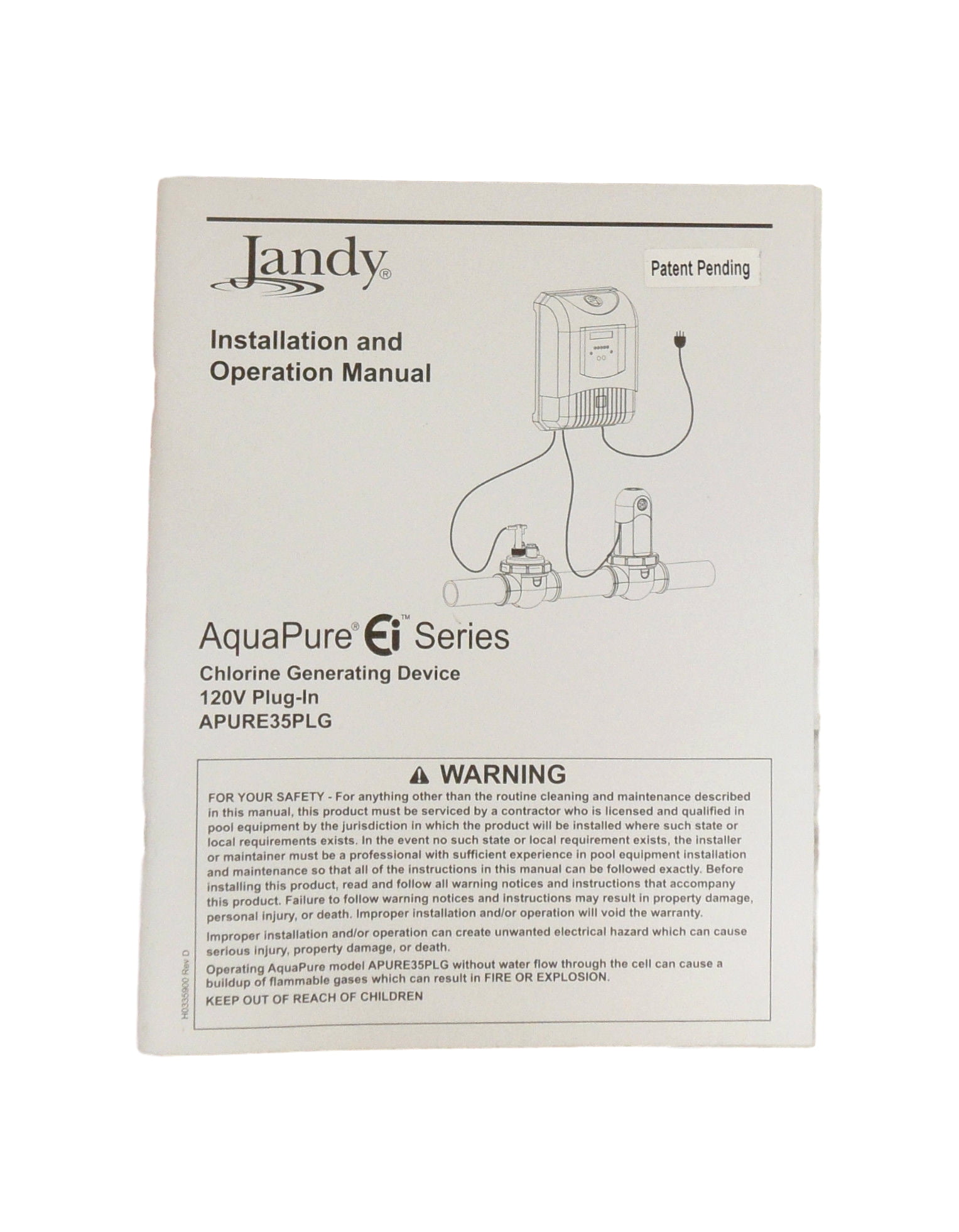 Jandy AquaPure APURE35PLG Chlorine Generating Device Installation Owner