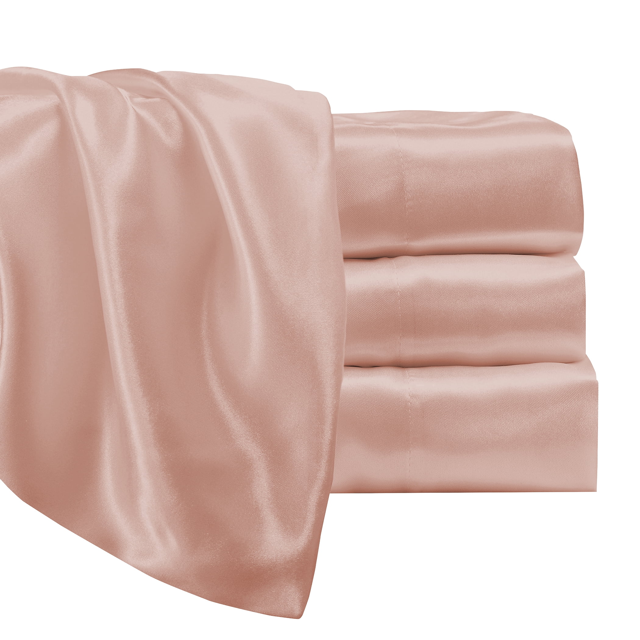 Satin Radiance Luxury 230 Thread Count Pink Polyester Sheet Sets, California King, (4 Pieces)