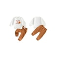 thumbnail image 2 of BemeyourBBs Toddler Baby Boys Thanksgiving Outfit Newborn Baby Boy Fall Winter Clothes Infant Long Sleeve Letter Turkey Embroidery Sweatshirt Tops and Drawstring Jogger Pants Set, 2 of 9