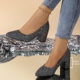 thumbnail image 5 of Sparkle Heels for Women Women's Glitter Pumps - Elegant And Comfortable Shoes Pointed With Block Heel Stable Bridal Shoes Dance Shoes Wedding Shoes For Carnival, Fancy Dress, Party 3 Inch Pumps 5, 5 of 6