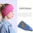 thumbnail image 3 of Crochet Headbands Winter Leaves Pattern with Rhinestones Elastic Head Protector Wide Warm Chunky Hair Accessories for Girls Denim blue, 3 of 8