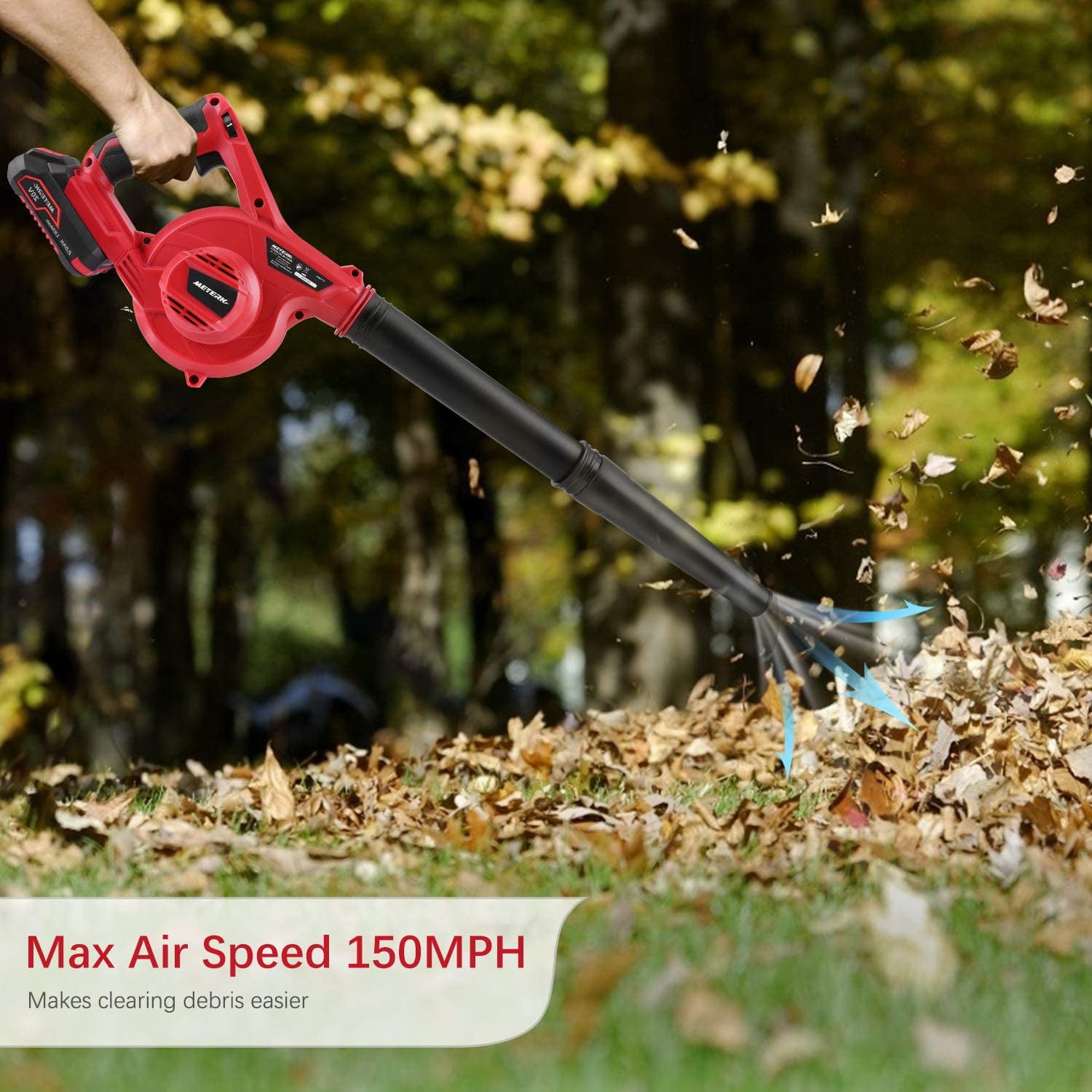 Tegatok Mini Leaf Blower, 2 in 1 Leaf Blower Cordless with Battery