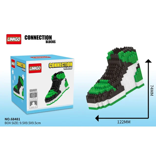 Linkgo Shoes Connection Building Blocks Shoe Puzzle DIY Assembled Diamond Mini Brick Figure Toys for Kid Birthday Gift 68481 With Box