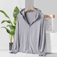 thumbnail image 6 of Women's Sun Protection Jacket Full Zipper Long Sleeve UV Hoodie Shirts Outdoor Athletic Jacket with Pocket Gray XXXXL(XXXXL), 6 of 7