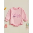 thumbnail image 2 of aturustex Baby Easter Costume for Infant Girl Birthday Romper 0 3M 6M 12M 18M Newborn Long Sleeve Sweatshirts Bodysuit Round Neck Jumpsuits Bunny Lettse Cute Casual Daily Spring Fall Outfits, 2 of 8