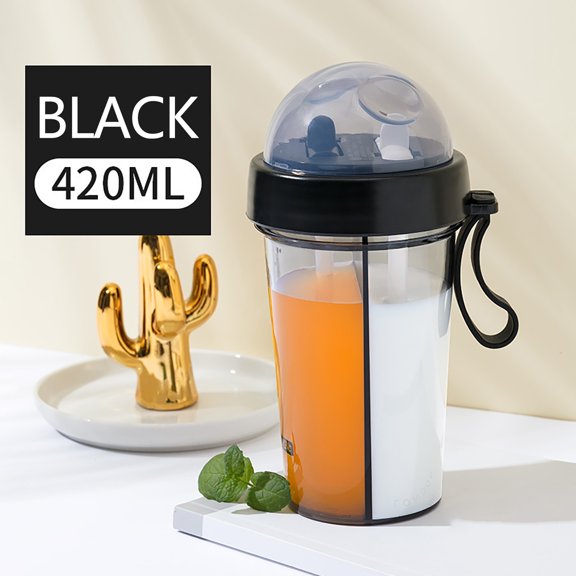AuroraX Clear Water Bottles Running Black Water Bottles with Straw,Reusable Plastic Small Travel 16 oz Water Bottles,Tumbler