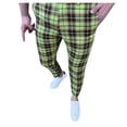 thumbnail image 6 of ZHUASHUM Sweatpants For Mens Relax Fit Slim Leg Casual Plaid Printed Pocket Zipper Button Feet Trousers Green Xl, 6 of 9