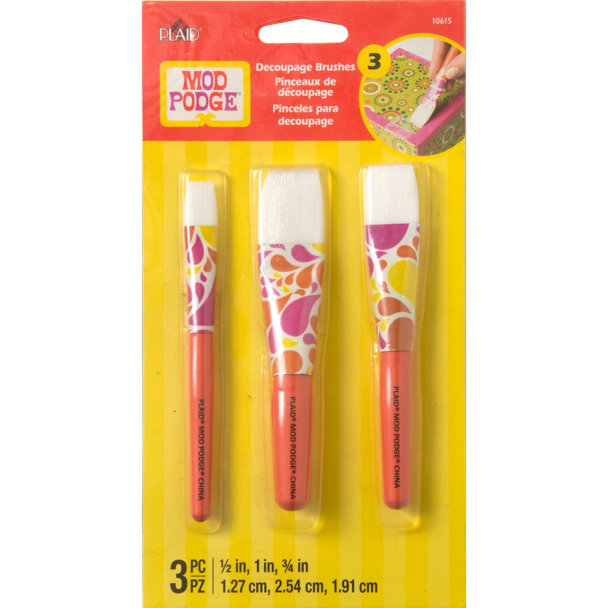 Mod Podge Short Handle Brush Set 3/Pkg
