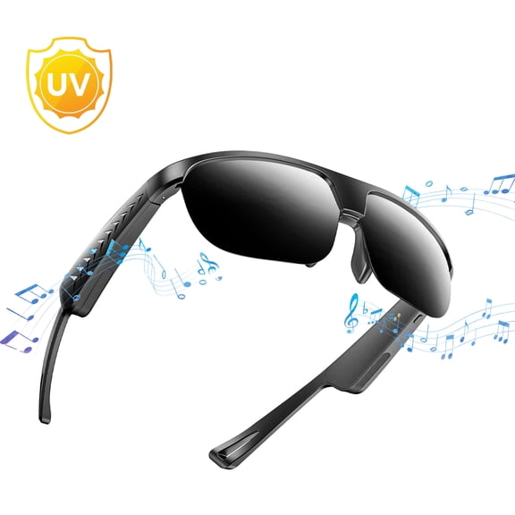 Bluetooth Audio Smart Sunglasses for Cycling Running Driving | Polarized Sports Sunglasses with Open-Ear Speakers, Hands-Free Calls, Voice Assistant, UV Protection, IPX5 Waterproof for Hiking