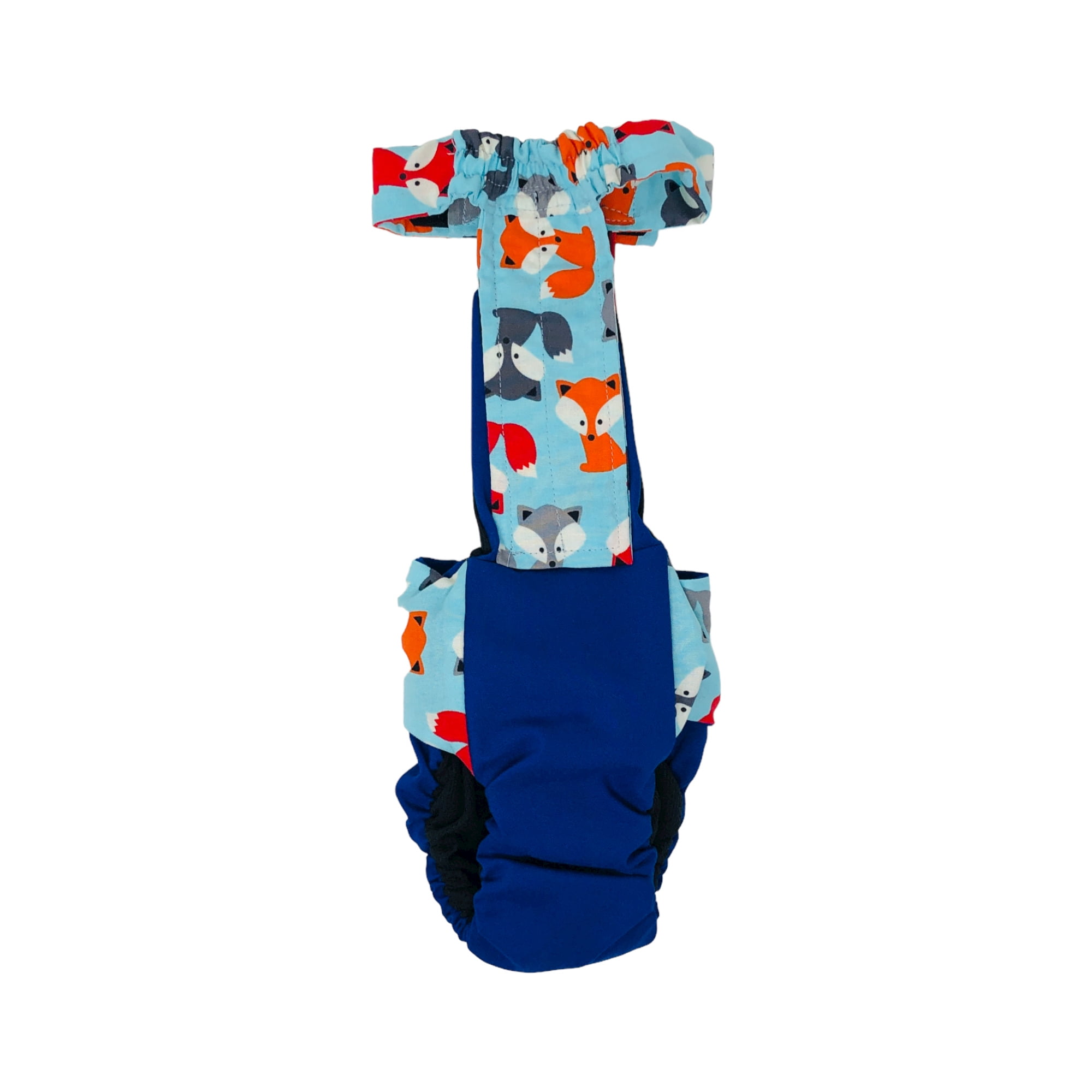 Barkertime Happy Fox on Blue Dog Diaper Overall
