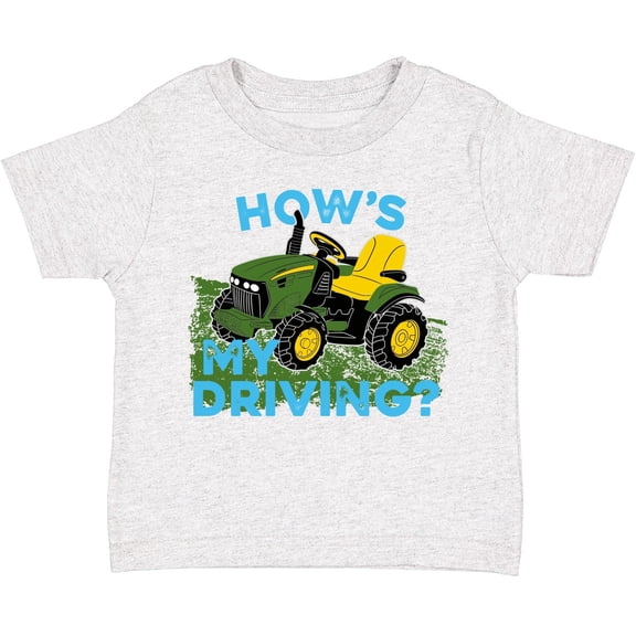 John Deere Infant Boys Lawn Mower How's My Driving Short Sleeve Tshirt in Heathered Gray
