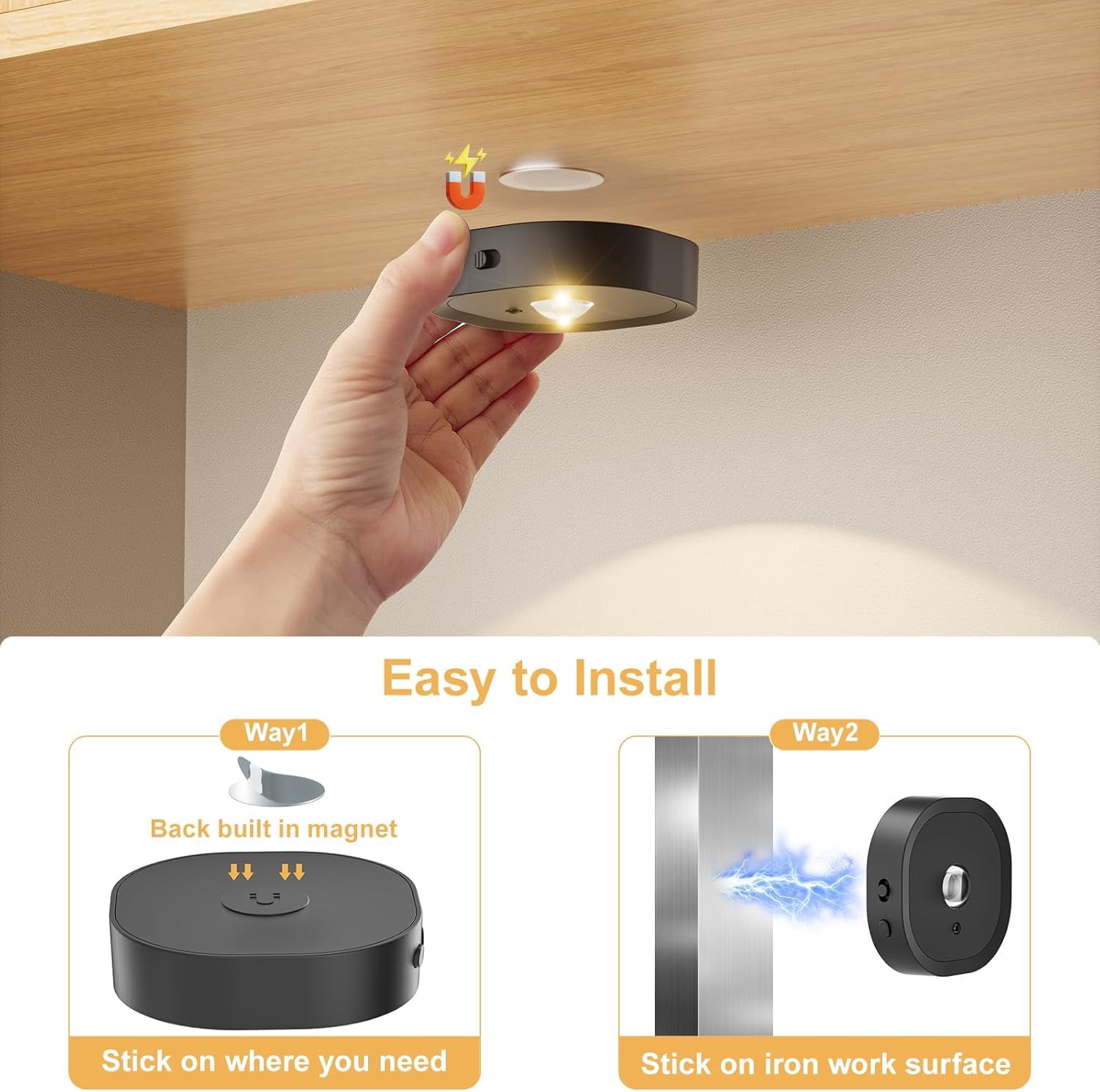 6 under Cabinet Lighting, LED Lights with Remote Control, RGB 13 Color Dimmable, Kitchen Night Light, Battery Powered Light for Kitchen, Wall, Closet, Cabinet, Staircase
