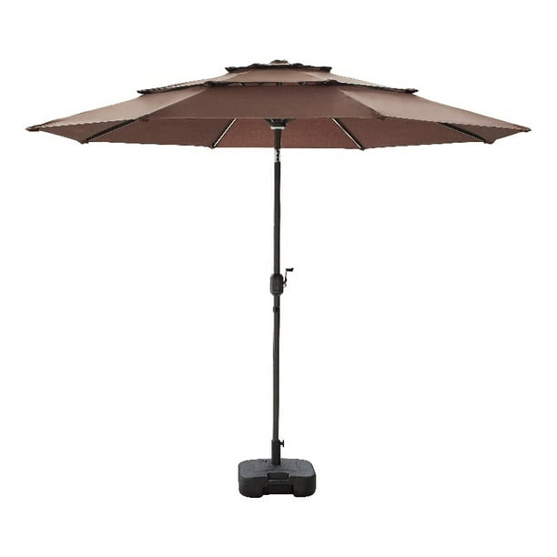 Patio Festival 9.8 ft. Fabric Patio Umbrella in Brown with Base