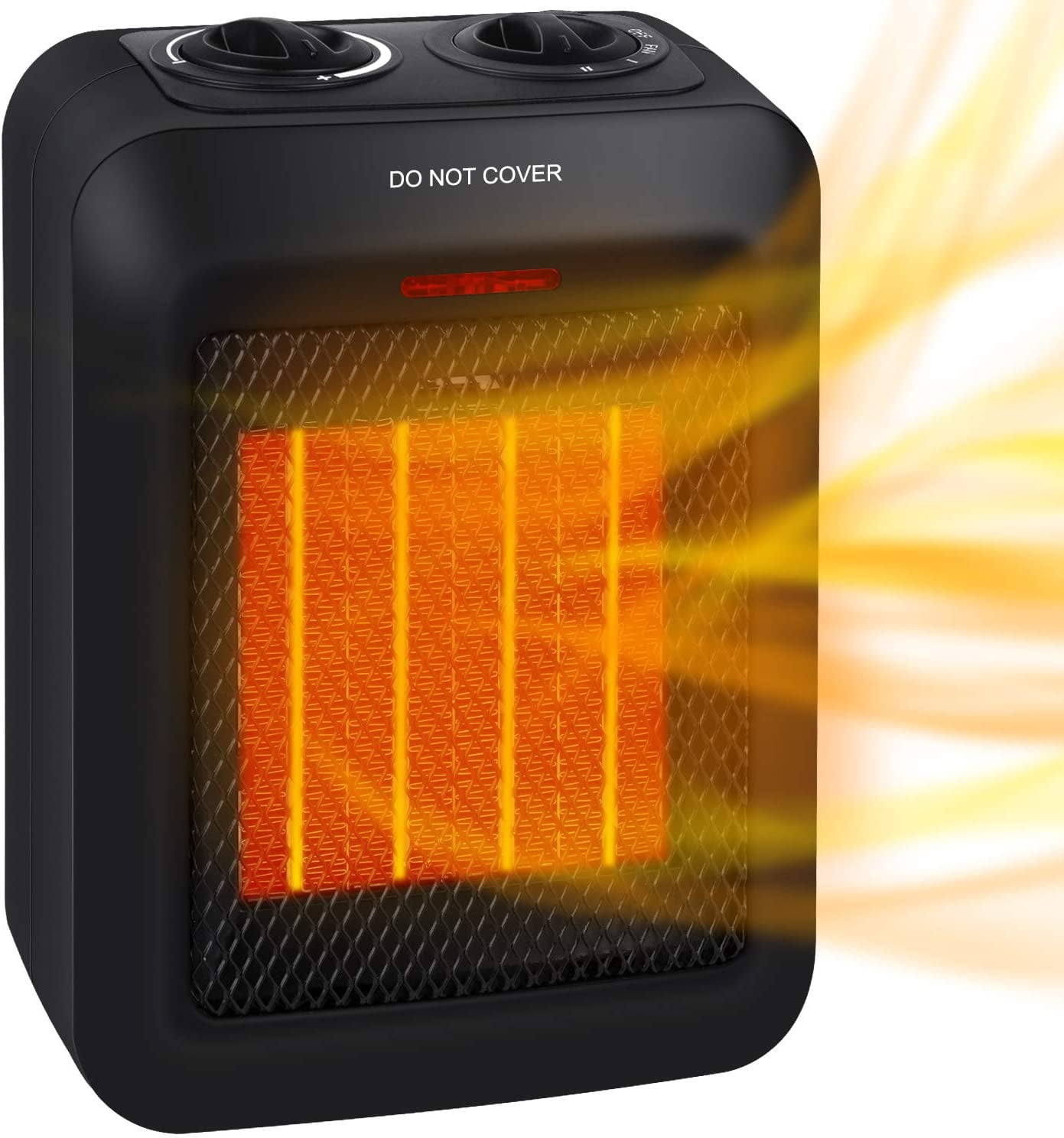Portable Ceramic Space Heater with Adjustable Thermostat for Home and