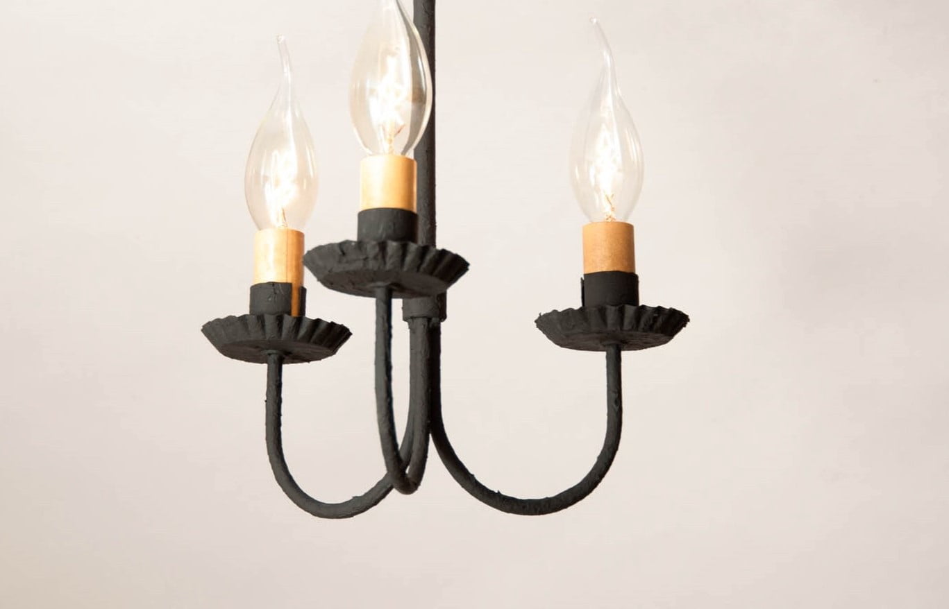 Irvins Country Tinware Irvin's Country Tinware 3-Arm Westford Ceiling Light in Textured Black
