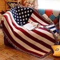 thumbnail image 2 of American Flag Blankets Bed Sofa Couch Cover Cotton Knit Throw Chair Blanket with Tassels Bedspread Sofa Cover Patriotic For House Decor 130x180cm, 2 of 7