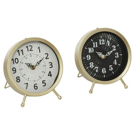 DecMode 6 in x 6 in Gold/Black/White Analog Modern Tabletop Clock, 92164