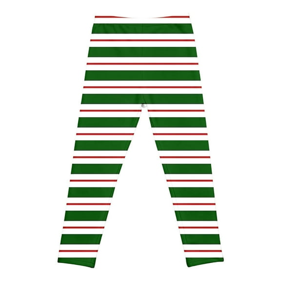 WhouRiu Toddler Girls Pants Christmas Holiday Elastic Waist Striped Leggings Child Comfy Skinny Party Autumn Trousers Green,Sized 4-5