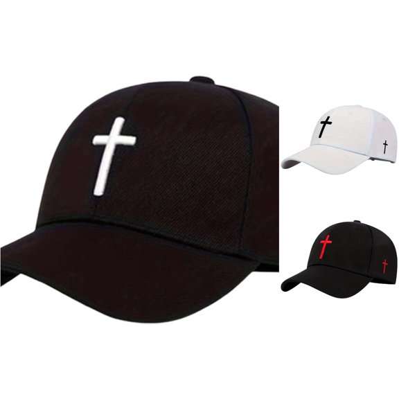 XIAOCHA Mens Embroidered Cross Baseball Hat Firm Curved Brim Adjustable Ballcap