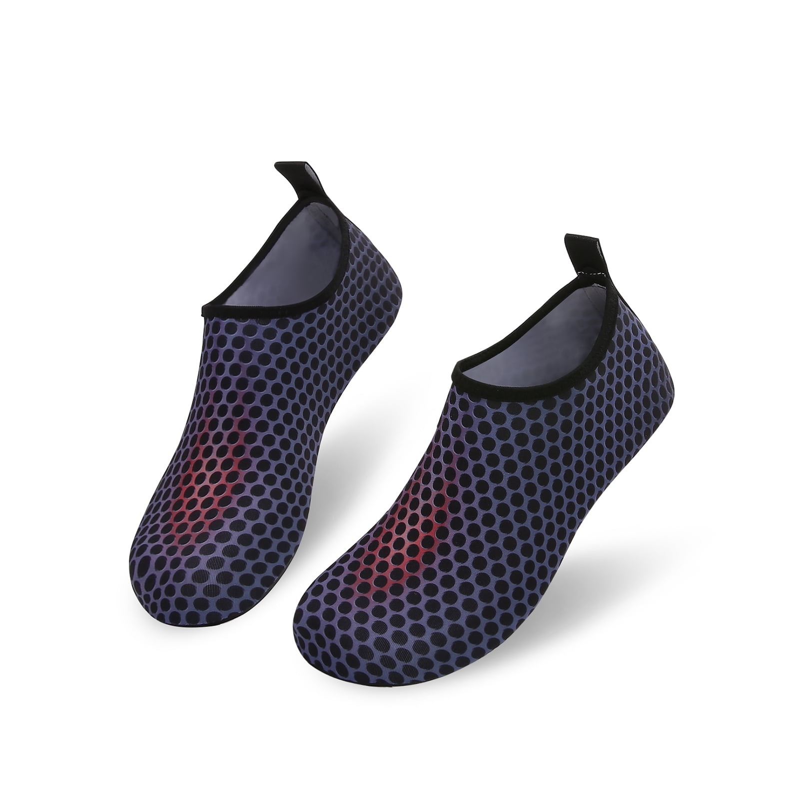 Men and Women a Slip On Barefoot Quick-Dry Beach Aqua Yoga Water Shoes (Black Dots/Purple, 7.5-8.5 Women/6.5-7.5 Men)