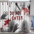 thumbnail image 1 of Halloween Shower Curtain with Bloody Hands for Halloween Decorations Theme Decor Props Bathroom Horror Bath Curtain 72"x72", 1 of 7