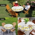 thumbnail image 4 of Yellow Spring Floral Round Tablecloth for 36-44 Inch Tables,Fitted Table Cover with Elastic Edge,Watercolor Summer Botanical Elegant Waterproof Outdoor Table Cloth Protector for Patio Garden Dinner, 4 of 9