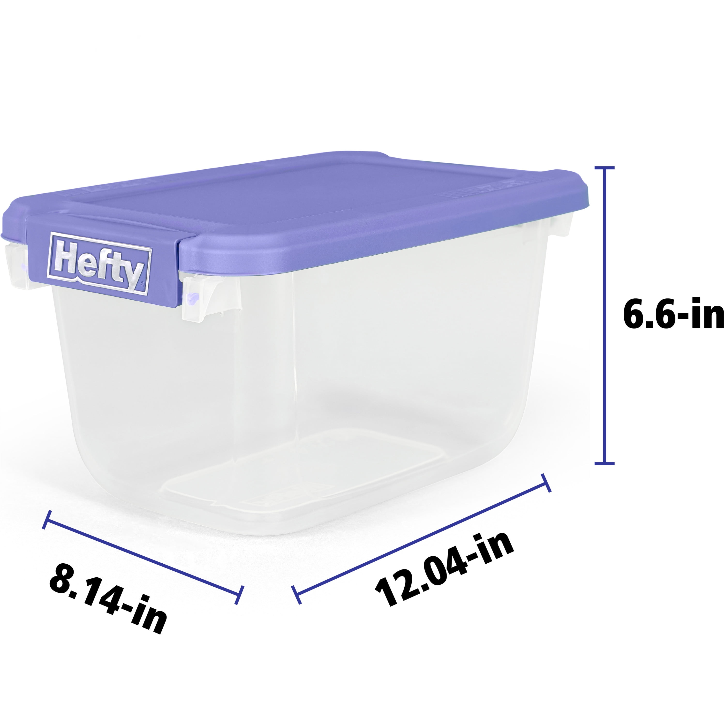 Hefty Clear Plastic Bin with Smoke Blue Lid (8 Pack) - 6.5 qt Storage Container with Lid, Ideal Space Saver for Closet Shoe Storage Bins and Under