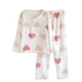 thumbnail image 2 of Ropa interior térmica para mujer, pantalones de manga larga con botones de color liso para otoño e invierno, ropa de hogar abrigada y de terciopelo, conjunto de pijamas, pantalones de poliéster para m, 2 of 5