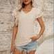thumbnail image 2 of Camiseta de Manga Corta de Verano para las Mujeres de Moda de Color Sólido con Cuello en V, Top Casual de Poliéster, Lavado de Manos, 2 of 7