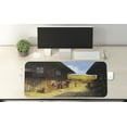 thumbnail image 2 of Vintage Computer Mouse Pad, Middle Age Wooden Houses in Fall Season Day Ottoman Balkans Traditional Style Print, Rectangle Non-Slip Rubber Mousepad X-Large, 35" x 15", Brown Blue, by Ambesonne, 2 of 2