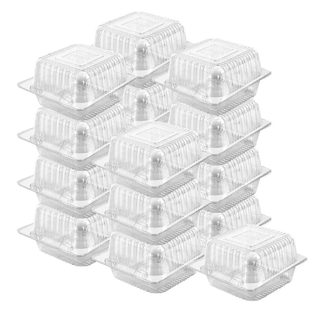 100 Count Clear Plastic Hinged Clamshell Takeout Tray Food Clamshell Containers for Dessert, Cakes